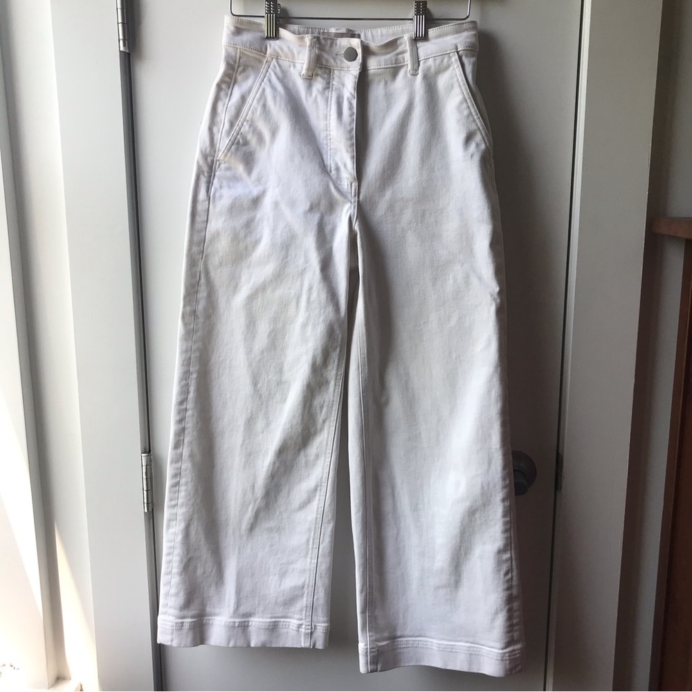 Everlane organic white wide leg pants in bone